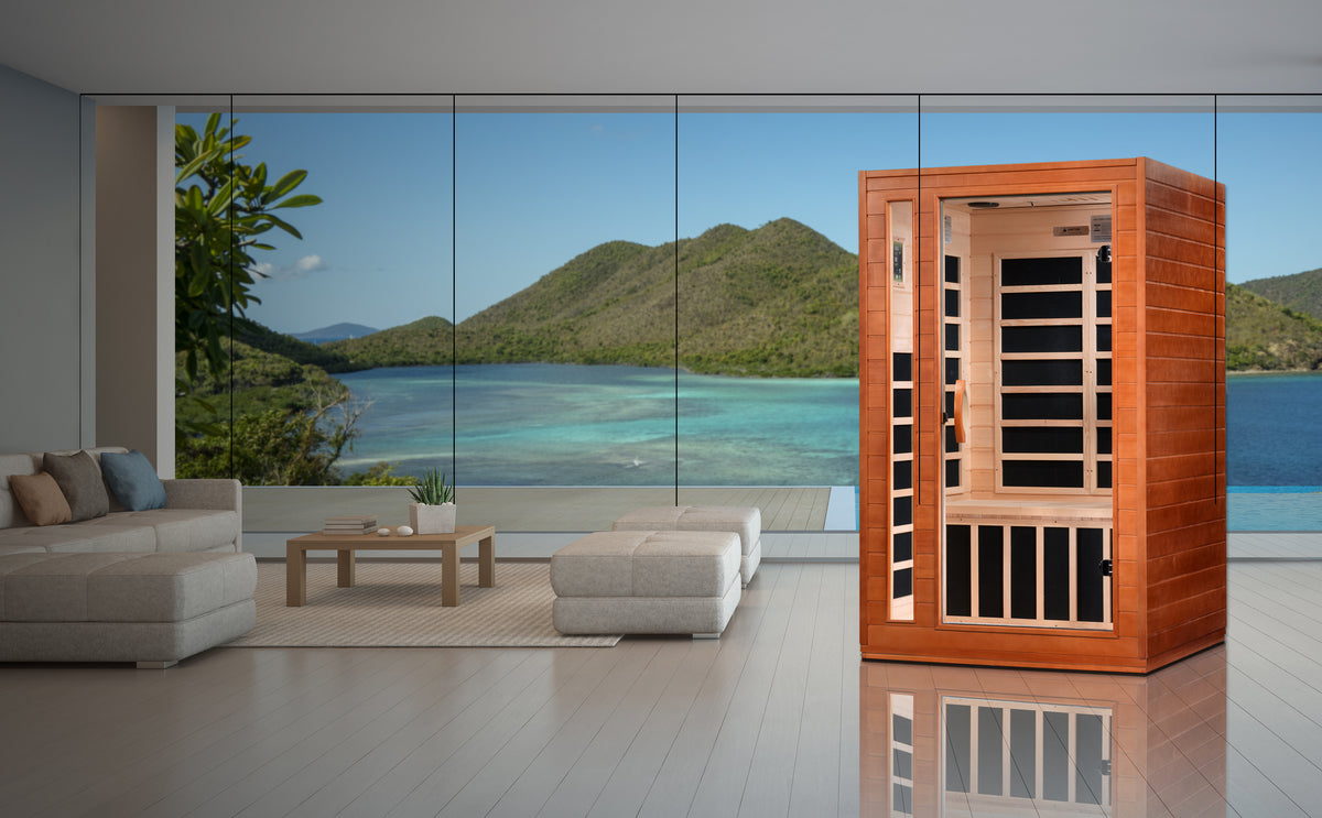 Dynamic Saunas Cordoba Elite 2-person Ultra Low EMF FAR Infrared Sauna Canadian Hemlock