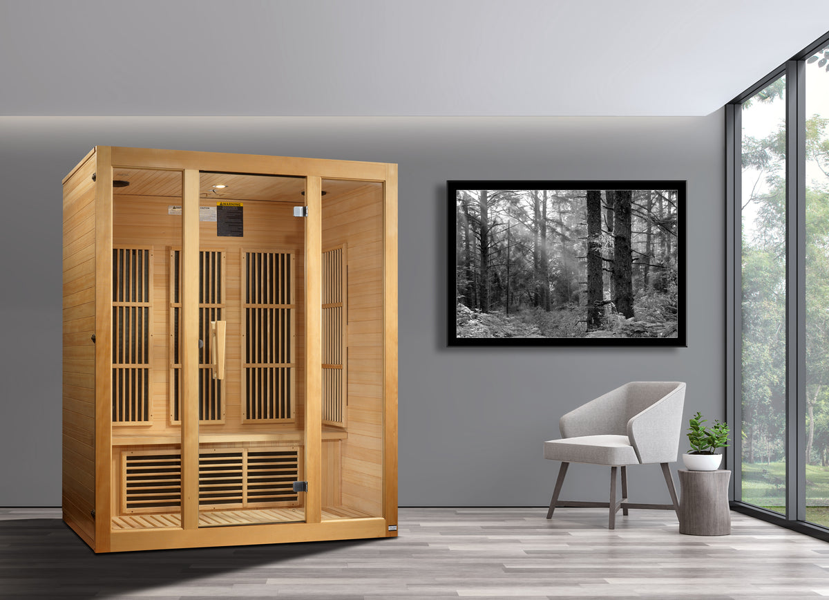 Maxxus Saunas Bellevue 3-Person Low EMF FAR Infrared Sauna Canadian Hemlock