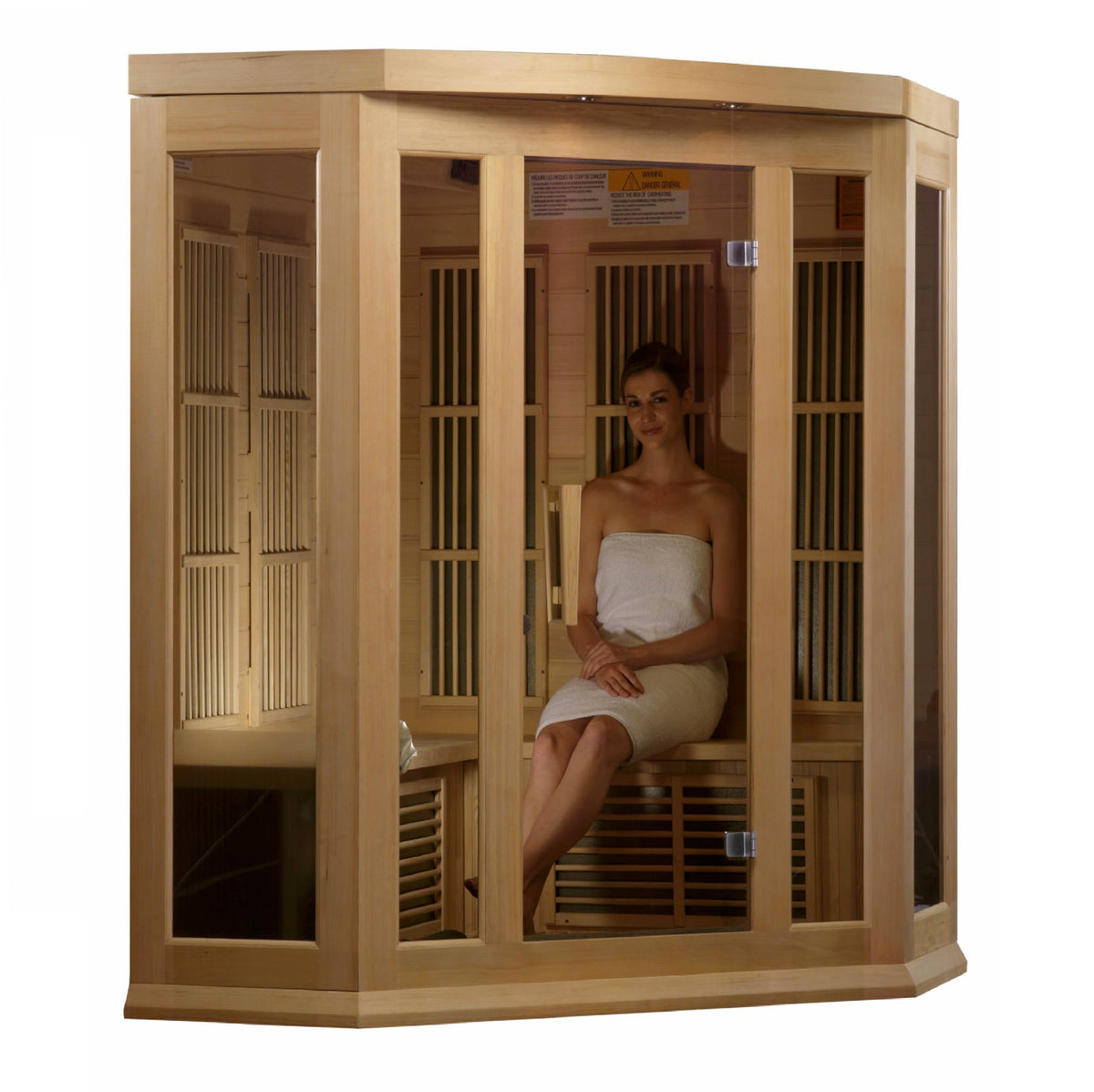 Maxxus Saunas 3-Person Corner Low EMF FAR Infrared Sauna Canadian Hemlock