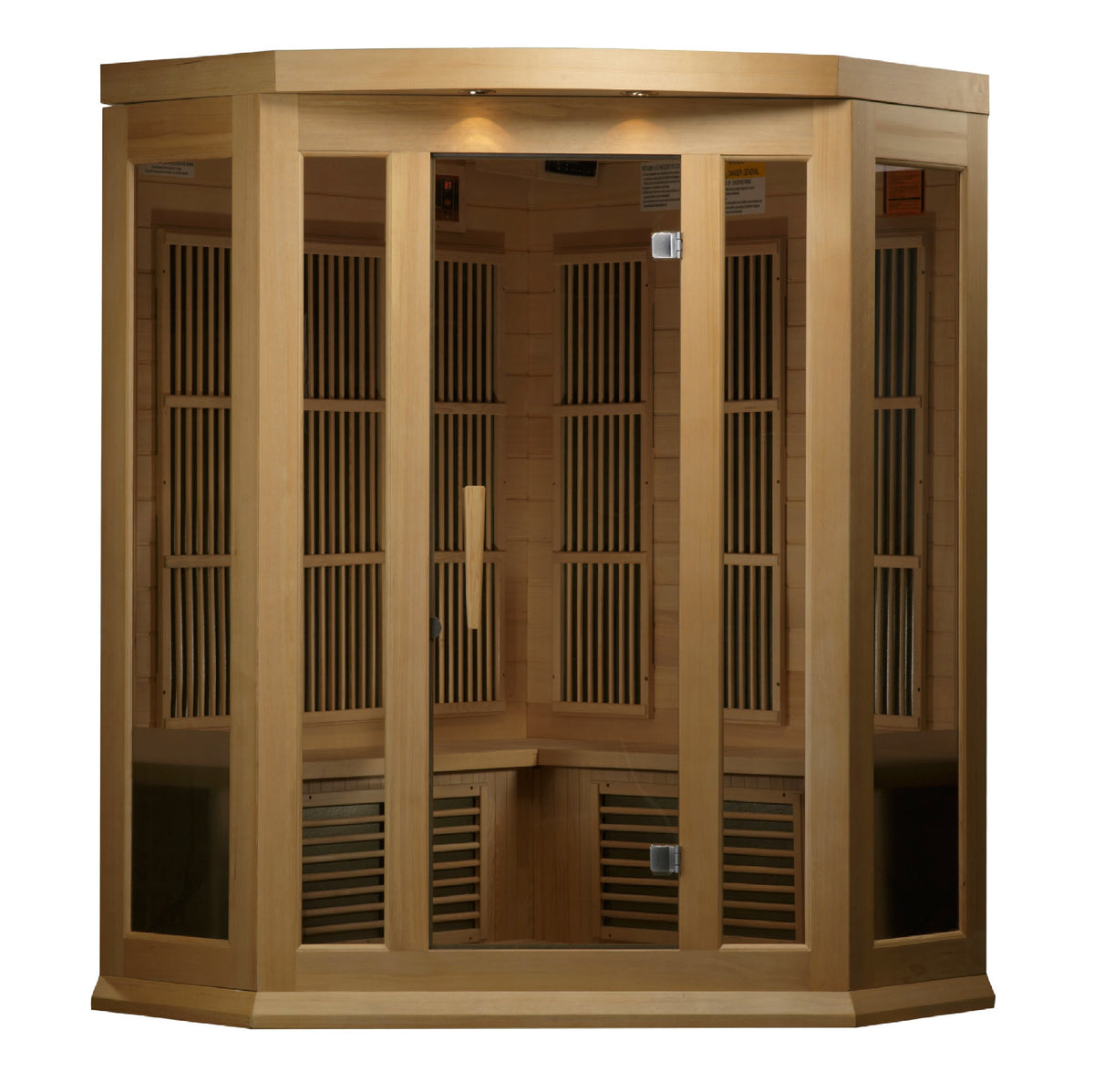 Maxxus Saunas 3-Person Corner Low EMF FAR Infrared Sauna Canadian Hemlock
