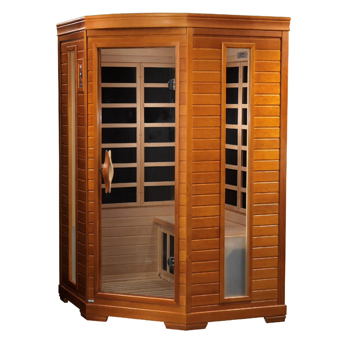 Dynamic Saunas Heming 2-person Corner Low EMF FAR Infrared Sauna Canadian Hemlock