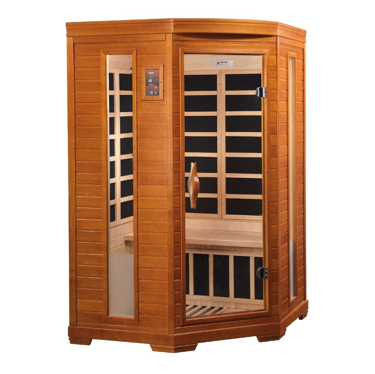 Dynamic Saunas Heming 2-person Corner Low EMF FAR Infrared Sauna Canadian Hemlock