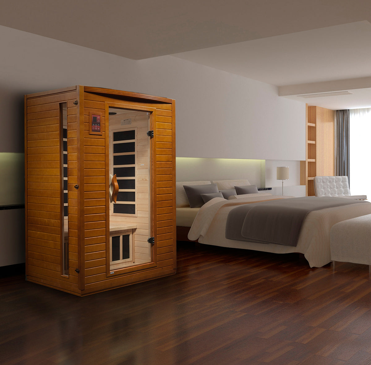 Dynamic Saunas Versailles 2-person Low EMF FAR Infrared Sauna Canadian Hemlock