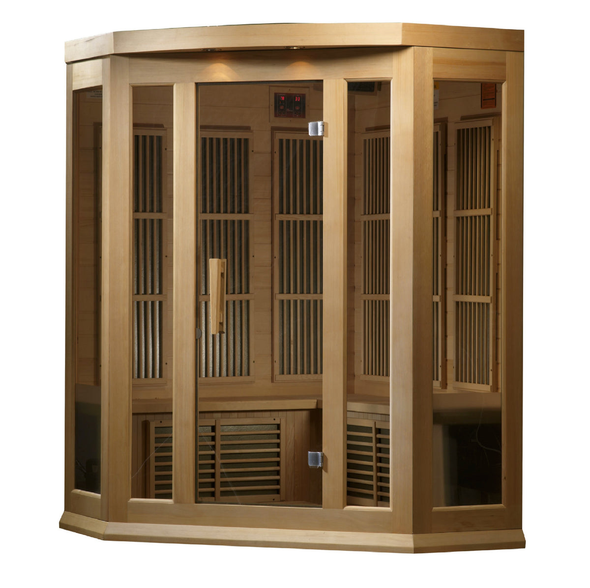 Maxxus Saunas 3-Person Corner Low EMF FAR Infrared Sauna Canadian Hemlock